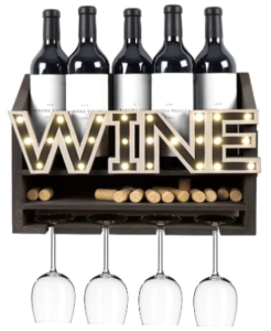 Shikha LED wooden wall mounted wine rack