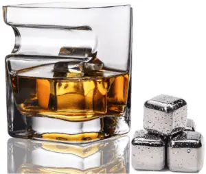 Whiskey Glass with Stainless Steel Chilling Stones
